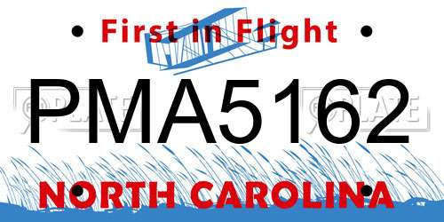 PMA5162 North Carolina License Plate