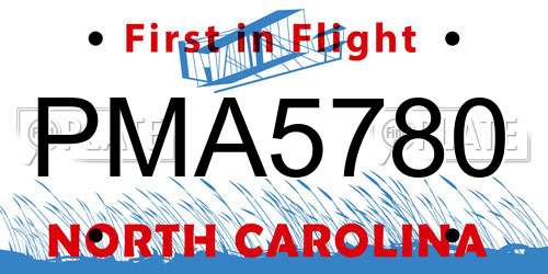 PMA5780 North Carolina License Plate