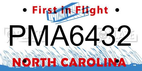 PMA6432 North Carolina License Plate