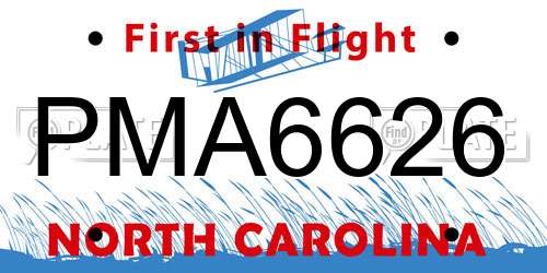 PMA6626 North Carolina License Plate