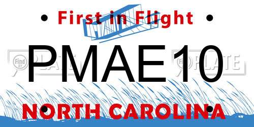 PMAE10 North Carolina License Plate
