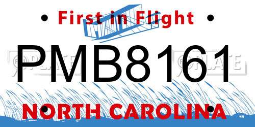 PMB8161 North Carolina License Plate