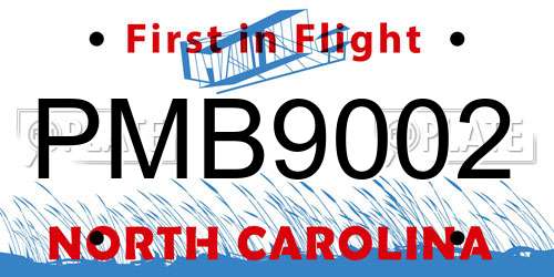 PMB9002 North Carolina License Plate