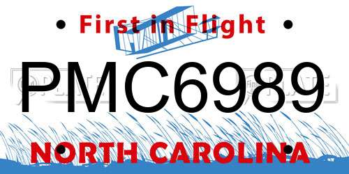 PMC6989 North Carolina License Plate