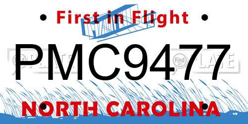 PMC9477 North Carolina License Plate