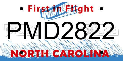PMD2822 North Carolina License Plate