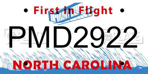 PMD2922 North Carolina License Plate