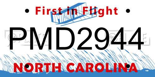 PMD2944 North Carolina License Plate