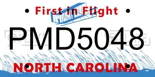 PMD5048 North Carolina License Plate