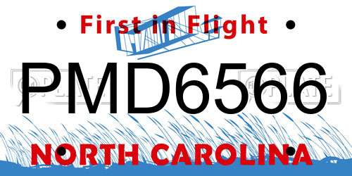 PMD6566 North Carolina License Plate