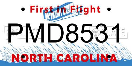 PMD8531 North Carolina License Plate
