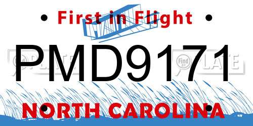 PMD9171 North Carolina License Plate