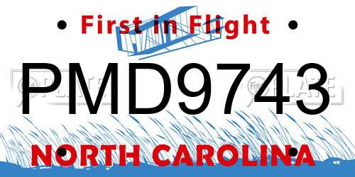 PMD9743 North Carolina License Plate
