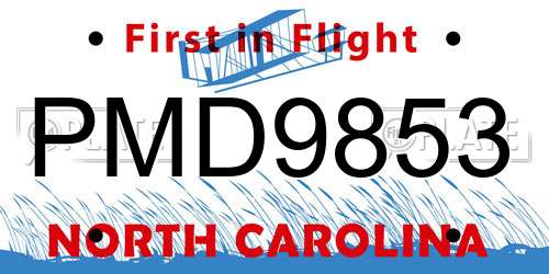 PMD9853 North Carolina License Plate