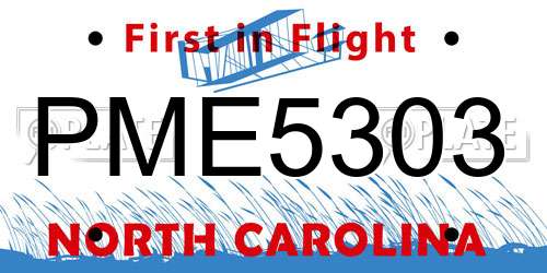 PME5303 North Carolina License Plate