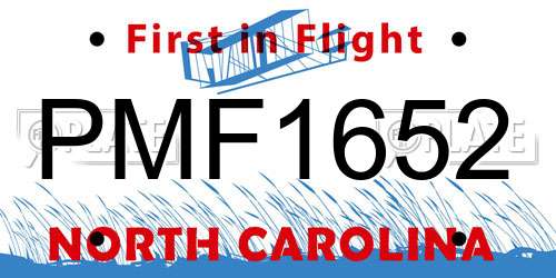 PMF1652 North Carolina License Plate