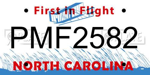 PMF2582 North Carolina License Plate