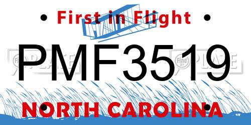 PMF3519 North Carolina License Plate