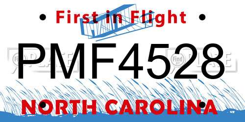PMF4528 North Carolina License Plate