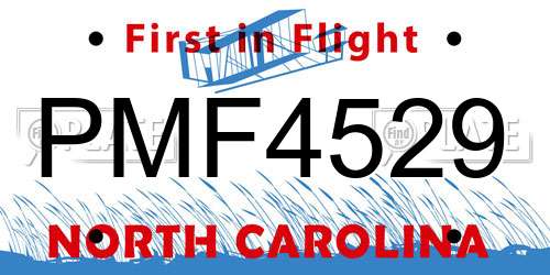 PMF4529 North Carolina License Plate