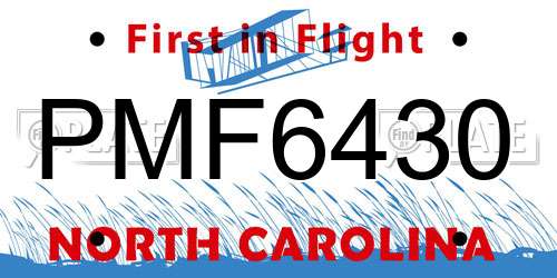 PMF6430 North Carolina License Plate