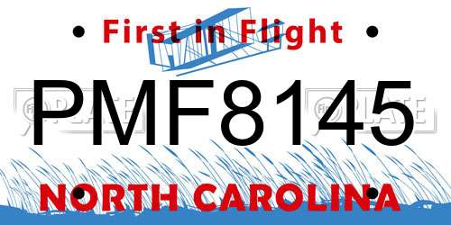 PMF8145 North Carolina License Plate