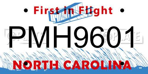 PMH9601 North Carolina License Plate