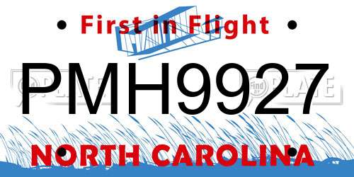 PMH9927 North Carolina License Plate
