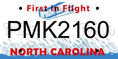 PMK2160 North Carolina License Plate