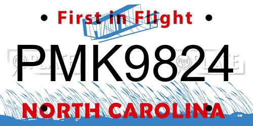 PMK9824 North Carolina License Plate