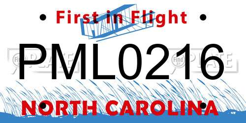 PML0216 North Carolina License Plate
