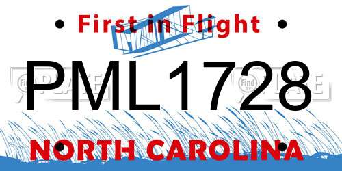 PML1728 North Carolina License Plate