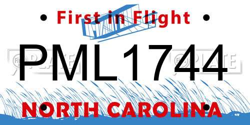 PML1744 North Carolina License Plate