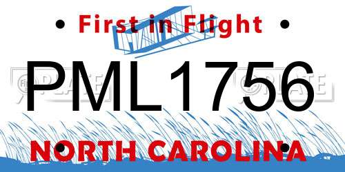 PML1756 North Carolina License Plate
