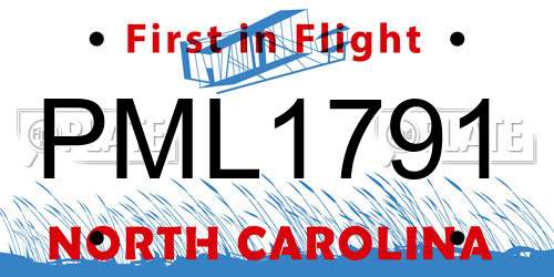PML1791 North Carolina License Plate