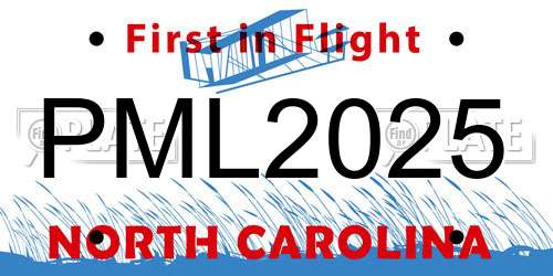 PML2025 North Carolina License Plate