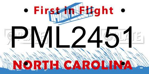 PML2451 North Carolina License Plate