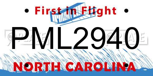 PML2940 North Carolina License Plate