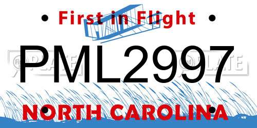 PML2997 North Carolina License Plate