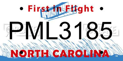 PML3185 North Carolina License Plate