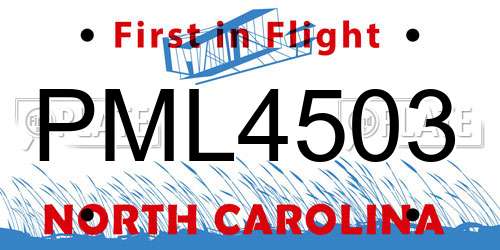 PML4503 North Carolina License Plate