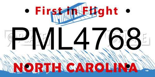 PML4768 North Carolina License Plate