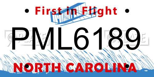 PML6189 North Carolina License Plate