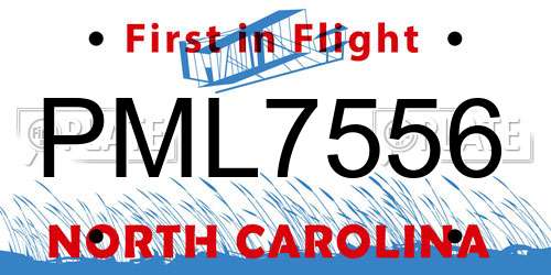 PML7556 North Carolina License Plate