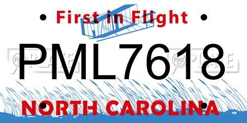 PML7618 North Carolina License Plate