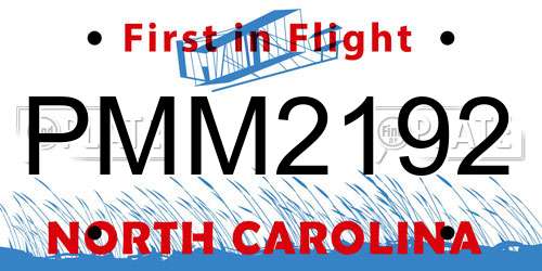PMM2192 North Carolina License Plate