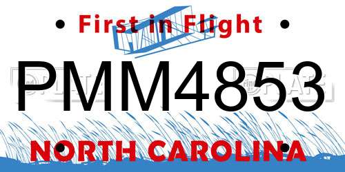 PMM4853 North Carolina License Plate