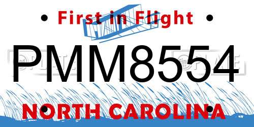 PMM8554 North Carolina License Plate