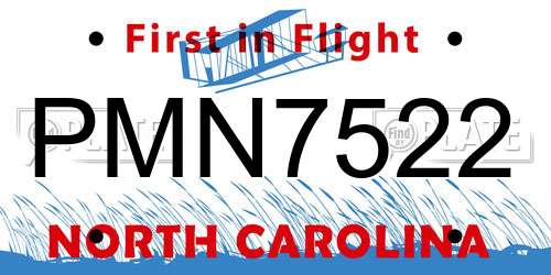 PMN7522 North Carolina License Plate