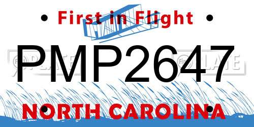 PMP2647 North Carolina License Plate